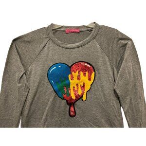 Women's SMALL MELISSA MASSE SWEATER TOP HEART EMBROIDERED LOGO